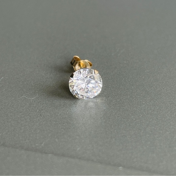 14k Gold Cubic Zirconia 6mm Single Stud Unisex Earring JACMEL MAURITIUS … - Picture 5 of 6